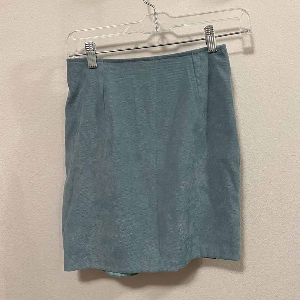 Suede-Like Blue Mini Skirt